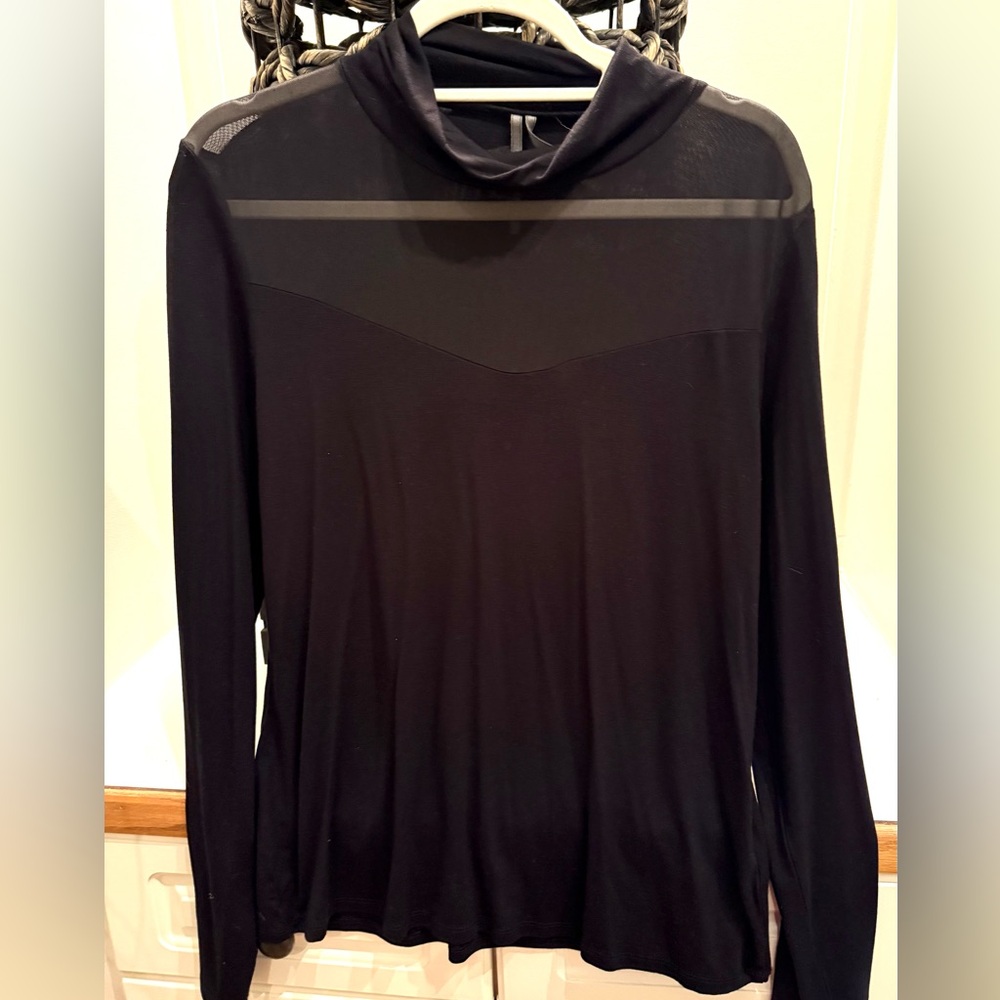 Anthro Saturday Sunday Black Mesh Mock Neck Top XL